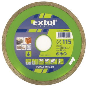 EXTOL gyémántvágó csempevágáshoz (sima), vizes vágásra; 125×2,2×22,2mm, max.12.200 ford/perc termék fő termékképe