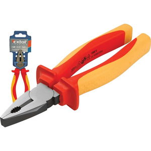 EXTOL kombinált fogó, 160mm, szigetelt,1000V VDE, DIN ISO 5746, CV, duál piros/sárga nyél, akasztós szerszámtartó termék fő termékképe