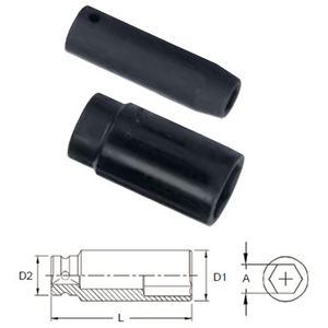 Genius Tools 417819 1/2"-os 6 lapú gépi dugókulcs fej, hosszított kivitel, 19 mm termék fő termékképe