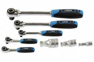 Laser Tools LAS-7548 mikro-fejű, 72-fogú irányváltós racsnis hajtókar készlet, 1/4", 3/8", 1/2", 5+3 részes termék fő termékképe