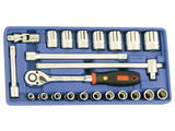 Genius Tools TW-423M 1/2"-os 12-lapú dugókulcs készlet, 23 részes