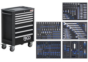 BGS Technic 9-4113 szerszámos szekrény, fekete, 8 fiókos, gyári-felszerelt, 237 db-os termék fő termékképe