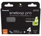 Panasonic BK-3HCDEC4BE eneloop pro Ni-MH akkumulátor + utazó és tároló tok, AA (ceruza), 2500 mAh, 4 db/bliszter