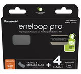 Panasonic BK-4HCDEC4BE eneloop pro Ni-MH akkumulátor + utazó és tároló tok, AAA (micro), 930 mAh, 4 db/bliszter