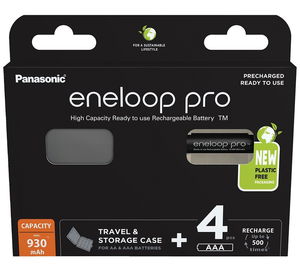 Panasonic BK-4HCDEC4BE eneloop pro Ni-MH akkumulátor + utazó és tároló tok, AAA (micro), 930 mAh, 4 db/bliszter termék fő termékképe