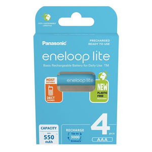 Panasonic BK-4LCCE/4BE eneloop lite Ni-MH akkumulátor, AAA (micro), 550 mAh, 4 db/bliszter termék fő termékképe