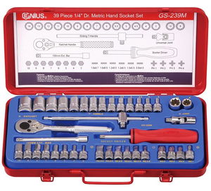 Genius Tools GS-239M 1/4"-os 6-lapú dugókulcs és rátűzőkulcs készlet, 39 részes termék fő termékképe