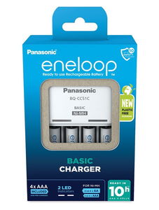 Panasonic K-KJ51MCD04E eneloop időzítős akkutöltő + 4 db AAA (micro) eneloop akkumulátor (min. 800 mAh, 2100 ciklus) termék fő termékképe