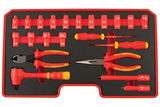 Laser Tools LAS-6146 3/8"-os 6-lapú VDE 1000 V szigetelt dugókulcs és szerszám készlet, 22 részes