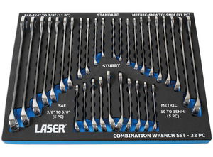 Laser Tools LAS-6795 EVA tálcás csillag-villáskulcs készlet, metrikus és colos, 32 részes termék fő termékképe