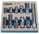 Laser Tools LAS-7147 dugókulcs és adapter készlet, 10 mm-es Master készlet, 1/4"-3/8", 11 részes