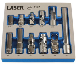 Laser Tools LAS-7147 dugókulcs és adapter készlet, 10 mm-es Master készlet, 1/4"-3/8", 11 részes termék fő termékképe