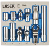 Laser Tools LAS-7148 dugókulcs és adapter készlet, 13 mm-es Master készlet, 1/4"-3/8", 11 részes