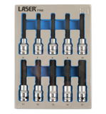 Laser Tools LAS-7162 1/2"-os rátűzőkulcs készlet, hosszú, imbusz, 6-17 mm, 10 részes