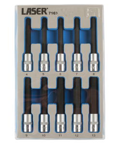 Laser Tools LAS-7163 3/8"-os rátűzőkulcs készlet, hosszú, imbusz, 4-13 mm, 10 részes termék fő termékképe