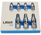 Laser Tools LAS-7175 1/4" és 3/8"-os csuklós dugókulcs készlet, imbusz, 7 részes