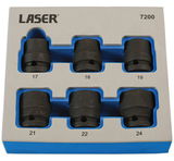 Laser Tools LAS-7200 1/2"-os csavarkiszedő készlet sérült fejű csavarokhoz, 17-24 mm, 6 részes