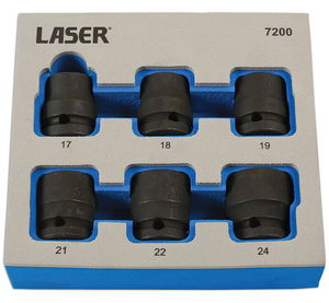 Laser Tools LAS-7200 1/2"-os csavarkiszedő készlet sérült fejű csavarokhoz, 17-24 mm, 6 részes termék fő termékképe