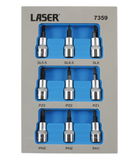 Laser Tools LAS-7359 3/8"-os rátűzőkulcs készlet, PH, PZ, lapos, 9 részes