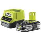 Ryobi RC18120-115 18V ONE+ kompakt töltő és 1 db Lithium+ Li-ion akkumulátor, 18 V, 1.5 Ah