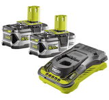 Ryobi RC18150-250 18V ONE+ gyorstöltő és 2 db Lithium+ Li-ion akkumulátor, 18 V, 5.0 Ah