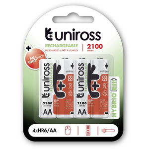 Uniross HYBRIO 1.2V Ni-MH akkumulátor, AA (ceruza), 2100 mAh, 4 db/bliszter termék fő termékképe