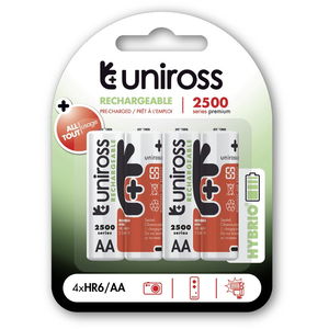 Uniross HYBRIO 1.2V Ni-MH akkumulátor, AA (ceruza), 2500 mAh, 4 db/bliszter termék fő termékképe