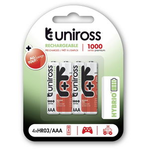 Uniross HYBRIO 1.2V Ni-MH akkumulátor, AAA (micro), 1000 mAh, 4 db/bliszter termék fő termékképe