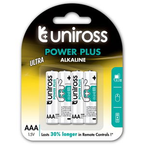 Uniross LR03 POWER PLUS 1.5V alkáli tartós elem, AAA (micro), 4 db/bliszter termék fő termékképe