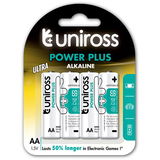 Uniross LR6 POWER PLUS 1.5V alkáli tartós elem, AA (ceruza), 4 db/bliszter