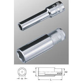 Genius Tools 225208 1/4"-os 6 lapú dugókulcs fej, hosszított kivitel, 8 mm termék fő termékképe