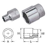 Genius Tools 323206 3/8"-os 6 lapú dugókulcs fej, 6 mm