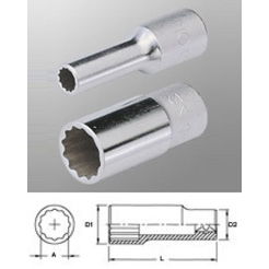 Genius Tools 437824 1/2"-os 12 lapú dugókulcs fej, hosszított kivitel, 24 mm termék fő termékképe