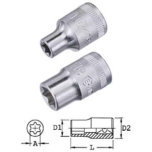 Genius Tools 454520 1/2"-os E-típusú (belső torx) dugókulcs fej, E-20 termék fő termékképe