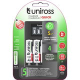 Uniross UCU002 LCD-s 4 fiókos gyorstöltő + 4 db AA (ceruza) 2100 mAh HYBRIO Ni-MH akkumulátor