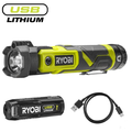 Ryobi RLP4-120G akkus forgófejes zseblámpa lézerrel (1 x 2.0 Ah USB Li-ion akkuval)