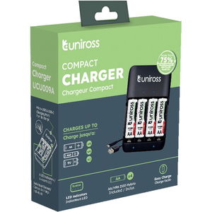 Uniross UCU009 AAA / AA / 9V akkutöltő + 4 db AA (ceruza) 2100 mAh HYBRIO Ni-MH akkumulátor termék fő termékképe