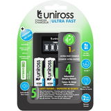 Uniross UCU005 LCD-s 4 fiókos processzoros AAA / AA ULTRA gyorstöltő védelemmel + 4 db AA (ceruza) 2700 mAh Ni-MH akkumulátor