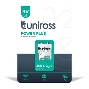 Uniross 6LR61 POWER PLUS 9V alkáli tartós elem, hasáb, 1 db/bliszter termék fő termékképe