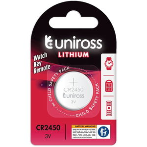 Uniross CR2450 3V lítium gombelem, 1 db/bliszter termék fő termékképe