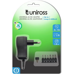 Uniross Univerzális adapter, 3-12 V, 6-féle csatlakozó, 600 mA, 7.2 W, EU termék fő termékképe