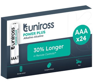 Uniross LR03 POWER PLUS 1.5V alkáli tartós elem, AAA (micro), 24 db/csomag termék fő termékképe