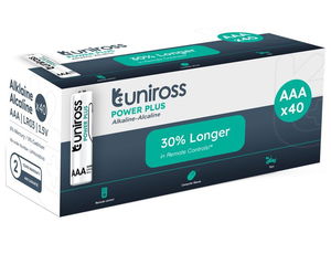 Uniross LR03 POWER PLUS 1.5V alkáli tartós elem, AAA (micro), 40 db/csomag termék fő termékképe