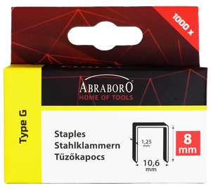 Abraboro CHILITAC G-11 típusú tűzőkapocs, 6 / 10.6 / 1.25 mm, 1000 db/csomag termék fő termékképe