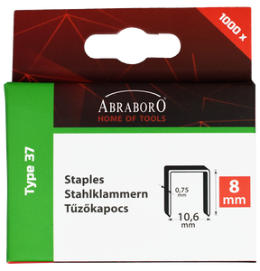 Abraboro CHILITAC H-37 típusú tűzőkapocs, 8 / 10.6 / 0.75 mm, 1000 db/csomag termék fő termékképe