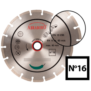 Abraboro 115 x 22.23 mm No.16 univerzális gyémánttárcsa, 6 db/csomag termék fő termékképe