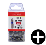 Abraboro PH 2 x 25 mm Phillips POWER bit, 100 db/csomag