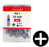 Abraboro PH 3 x 25 mm Phillips POWER bit, 25 db/csomag