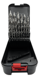 Abraboro HSS-G DIN 338 VULCANO 25 részes fémfúró készlet lépcsős fúrócsúcs-geometriával, műanyag dobozban