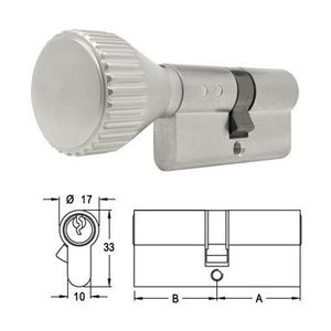 ELZETT X-11 matt-nikkel hengerzárbetét kerek gombbal, 30+30 mm termék fő termékképe